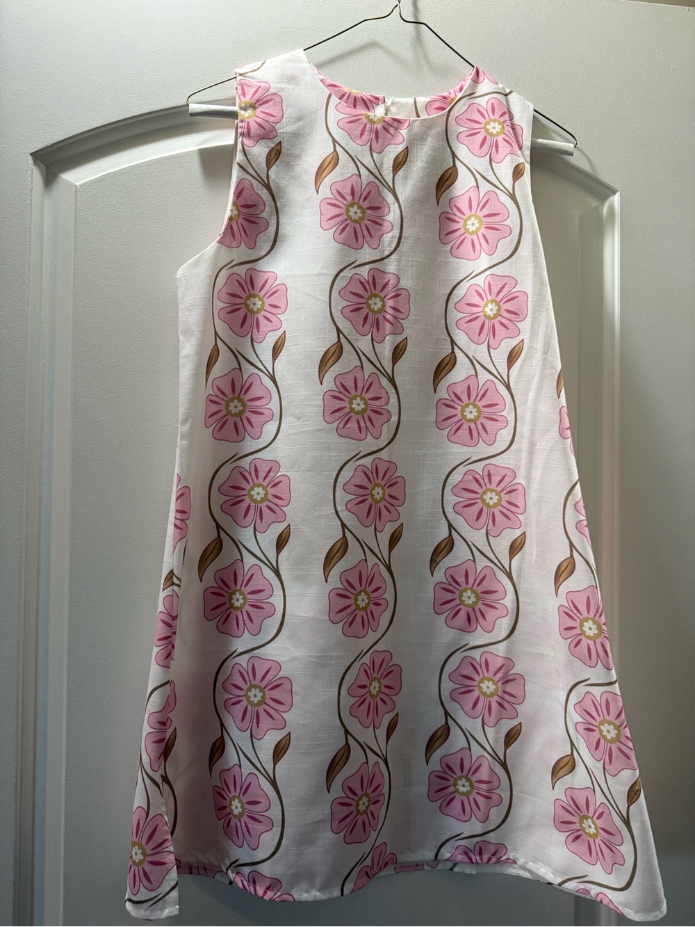 Womens Pink Floral Sleeveless A-Line Dress